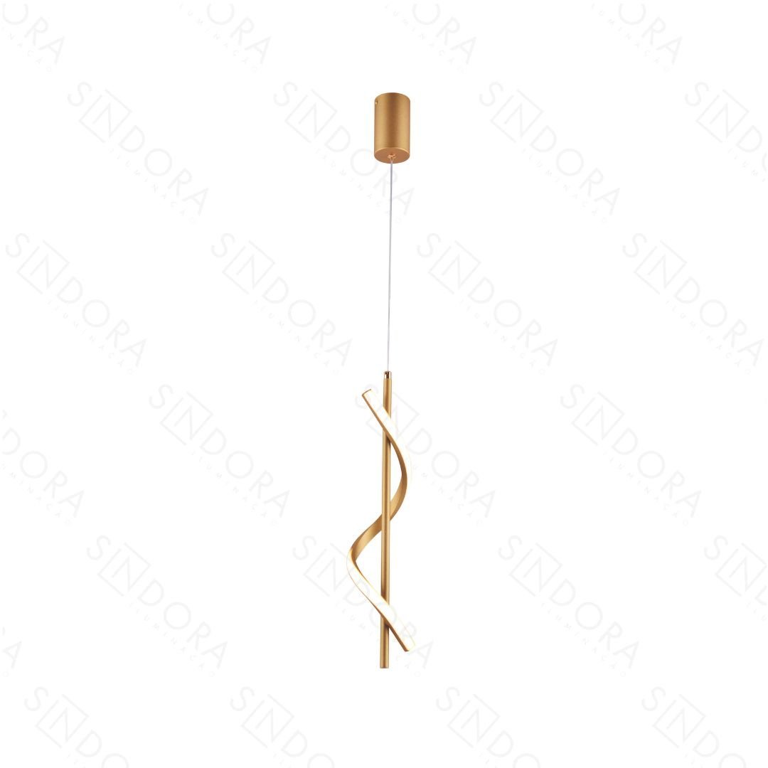 Pendente LED Multitemperatura (A) 40cm x (D) 12cm Metal e Silicone Dourado