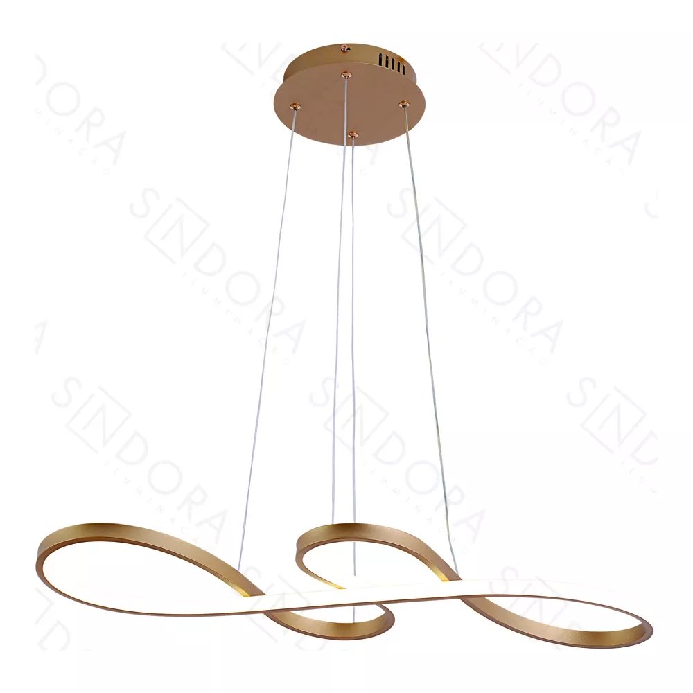 Pendente LED Multitemperatura Ø75cm Metal e Silicone Dourado