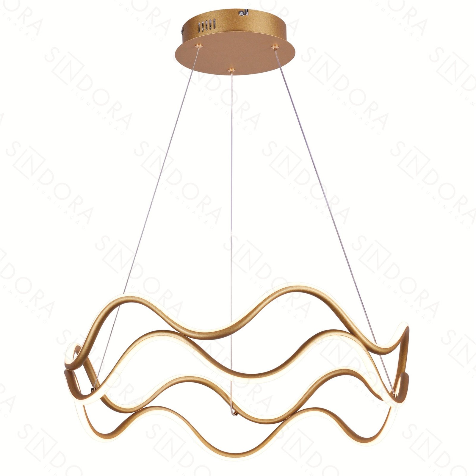 Pendente LED 60cm Alumínio e Silicone Dourado