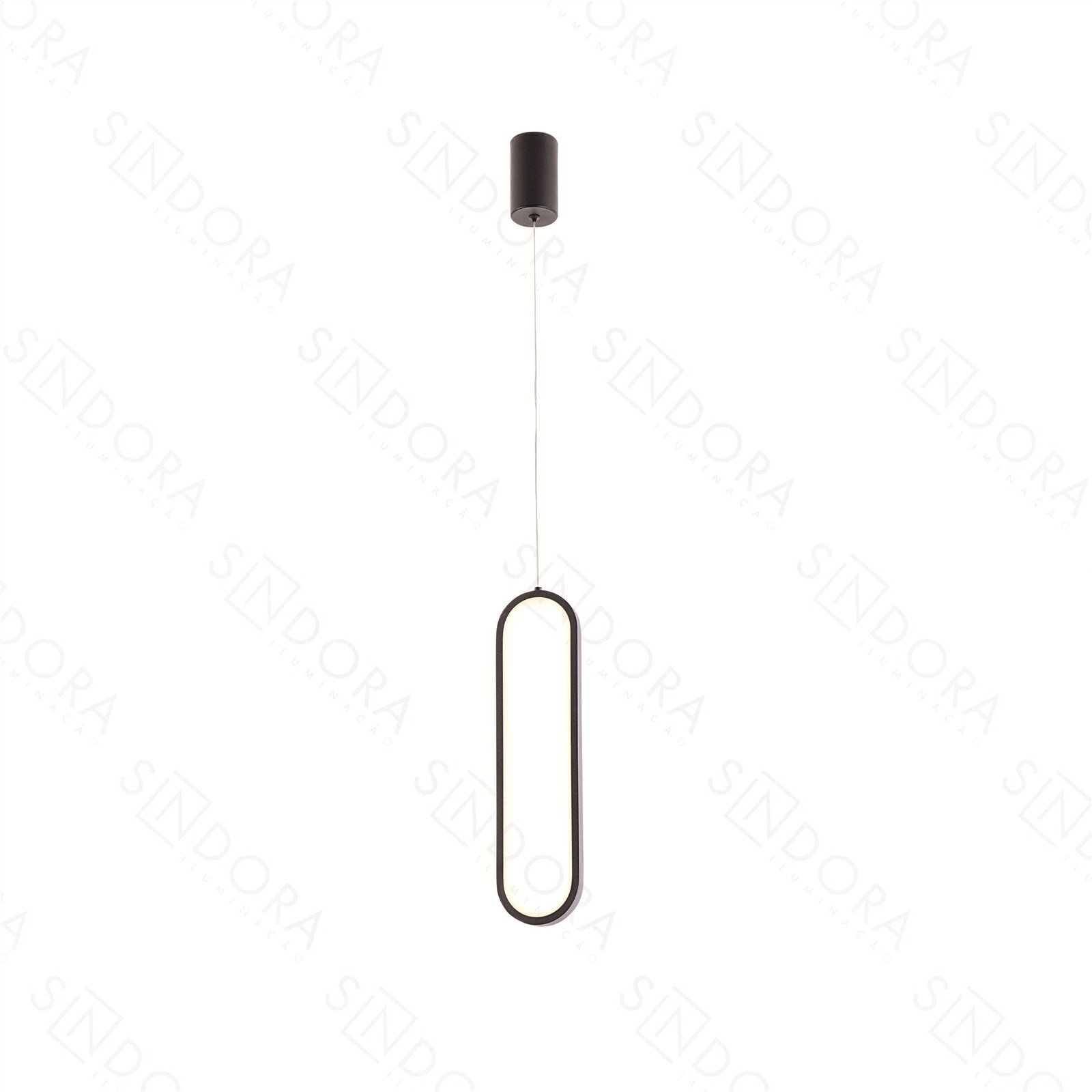 Pendente LED (A) 40cm x (D) 10cm Metal e Silicone Preto