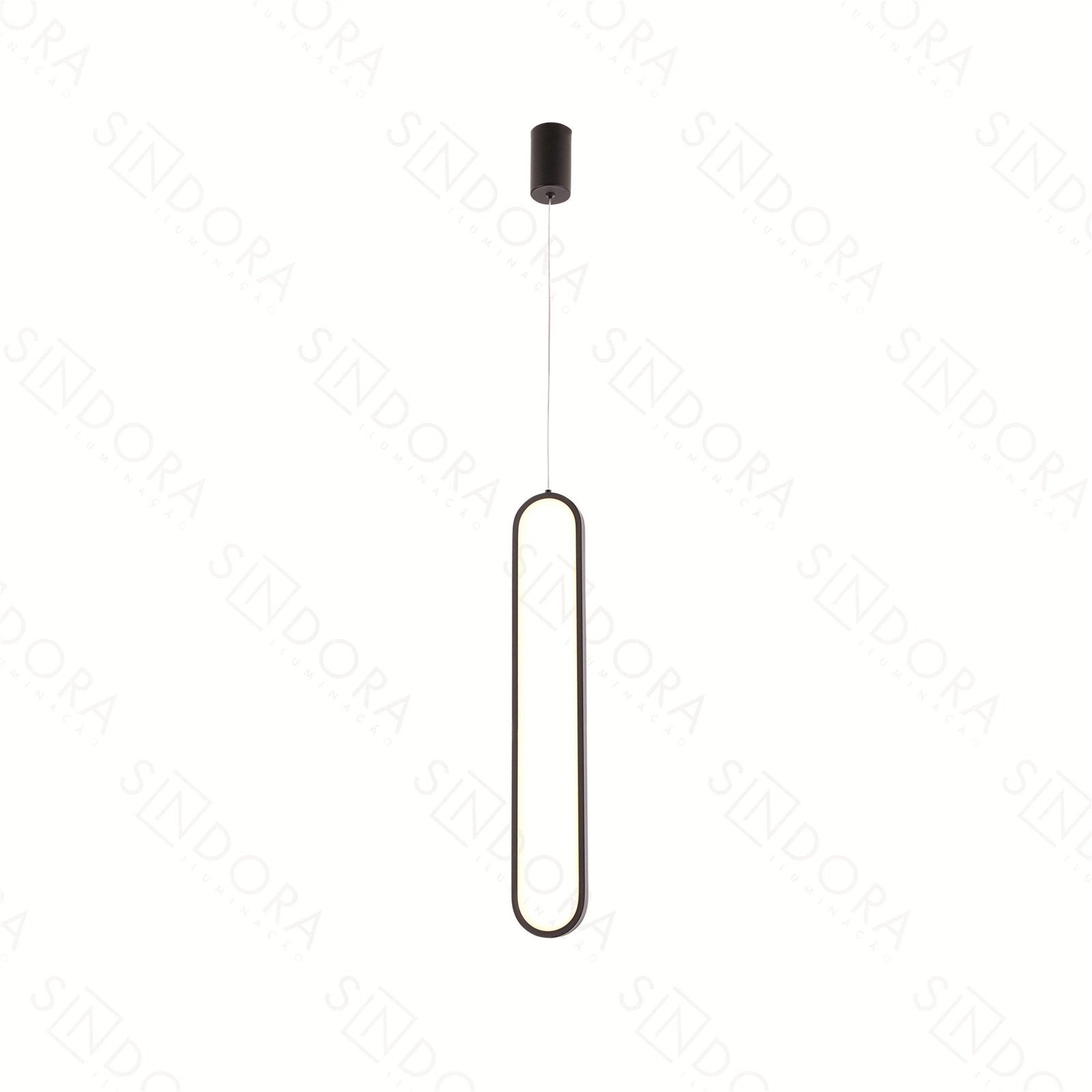 Pendente LED (A) 60cm x (D) 10cm Metal e Silicone Preto
