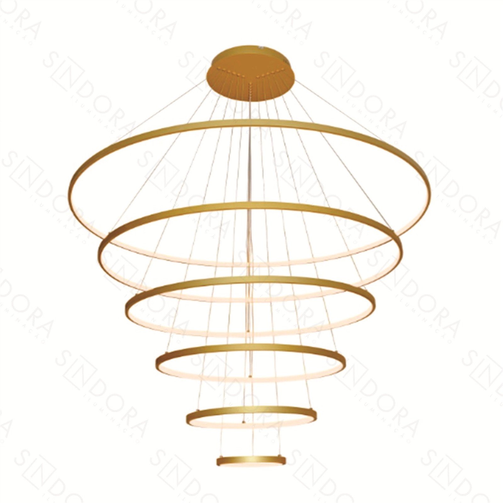 Pendente LED 120cm Alumínio e Silicone Dourado