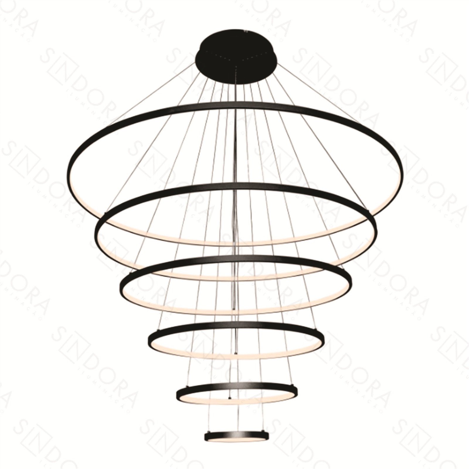 Pendente LED 120cm Alumínio e Silicone Preto