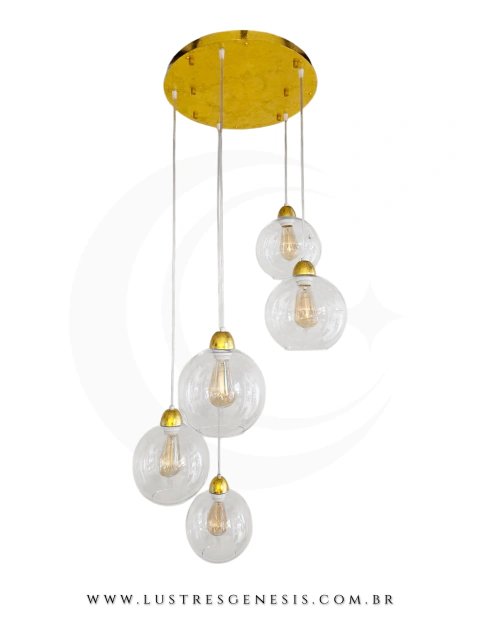 Pendente LED (A) 16cm x (L) 90cm Metal e Silicone Dourado