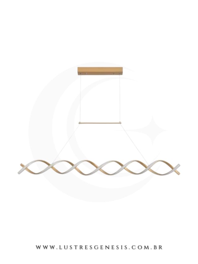 Pendente LED (A) 16cm x (L) 110cm Metal e Silicone Dourado