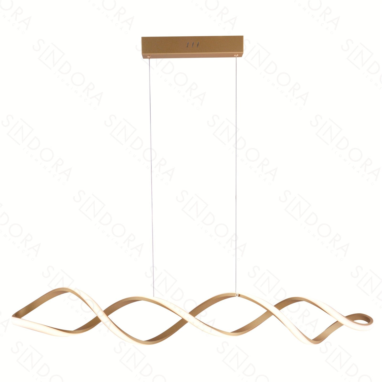 Pendente LED (A) 15cm x (L) 103cm Metal e Silicone Dourado
