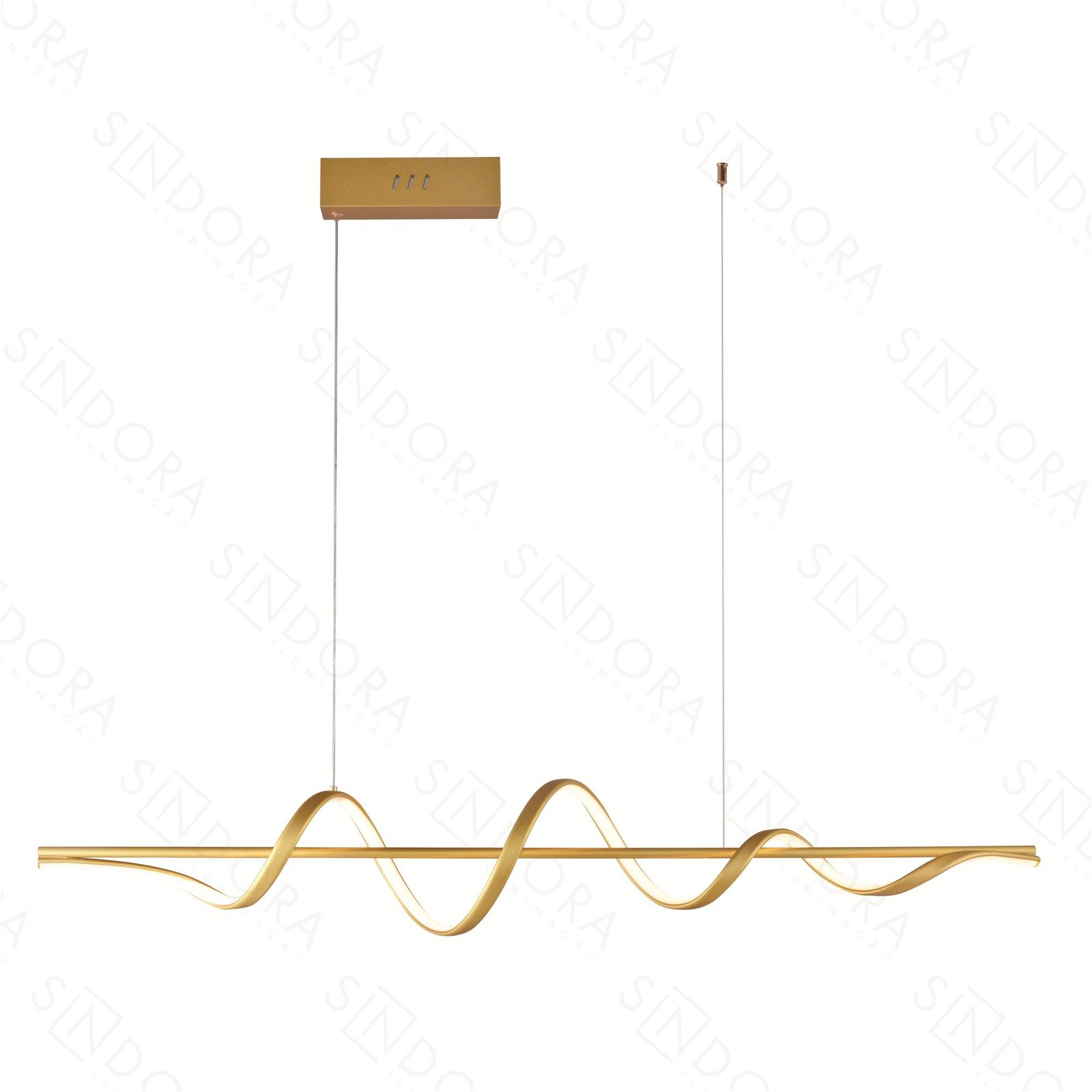Pendente LED 120cm Alumínio e Silicone Dourado