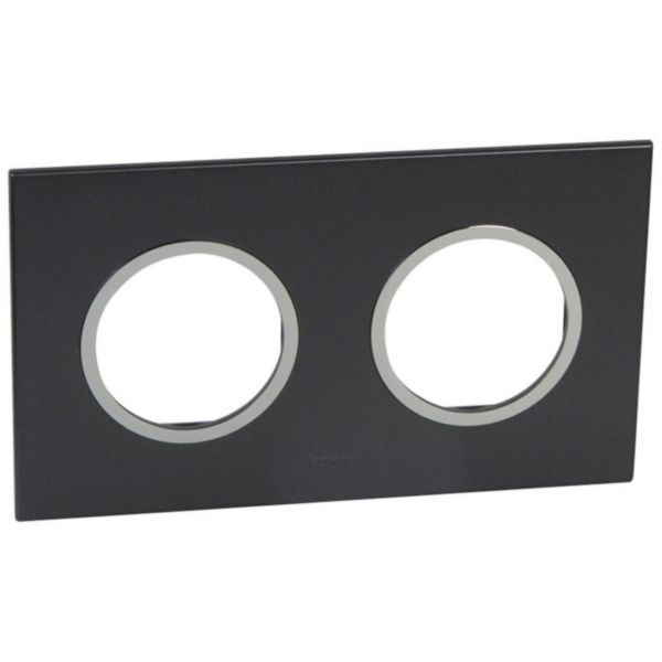 Arteor - Placa 2x2 modulos redondos Graphite - Instalação à face - Termoplástico mate - Proteção IP40