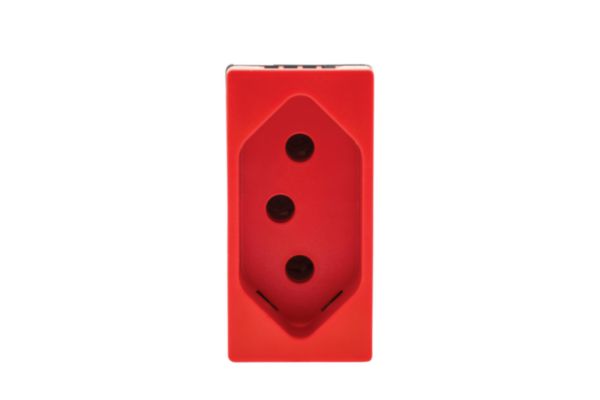 Tomada 2P+T Borne Automático Pb Pialplus Vermelho 10A