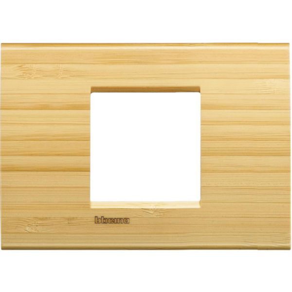 Placa Quadrada 2 Postos Central 4X2 - Bambu