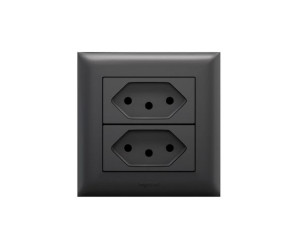 Placa Para Movel 2 Postos Preta - Pial Plus+