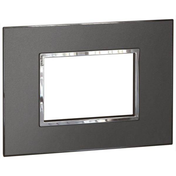 Placa 3 Postos 4X2 Quadrados Black Brushed Arteor