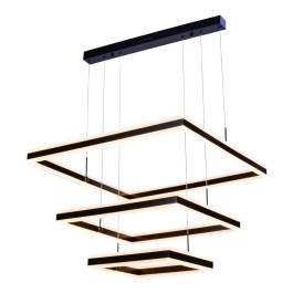 Pendente LED Quadrado 3000K 228W Bivolt 80x80cm Metal e Acrílico Preto