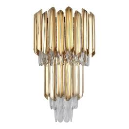 Arandela de Parede Ø30x52cm Metal e Cristal Dourado