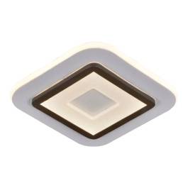 Plafon de Sobrepor LED Quadrado 3000K 27W Bivolt 24x24cm Metal e Acrílico Branco e Marrom