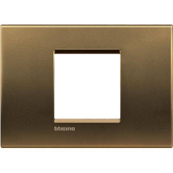 Placa Quadrada 2 Postos Central 4X2 - Bronzo