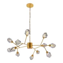 Pendente Ø105cm Metal e Cristal Dourado