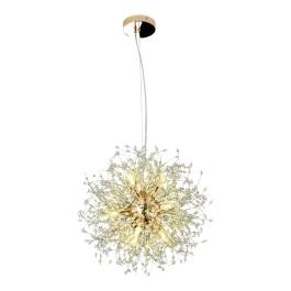 Pendente Ø60cm Metal e Cristal Dourado