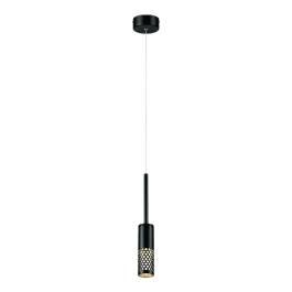 Pendente LED 3000K 6W Bivolt Ø5x19cm Metal e Acrílico Preto