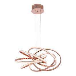 Pendente LED 3500K 43W Bivolt Ø56cm Metal e Silicone Rosê