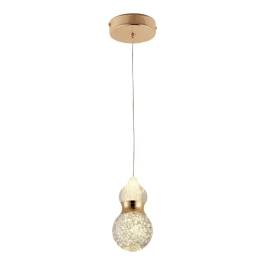 Pendente LED 3000K 5W Bivolt 15xØ9cm Metal e Cristal Dourado