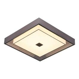 Plafon de Sobrepor LED Quadrado 3000K 24W Bivolt 44x44x9cm Metal e Vidro Marrom
