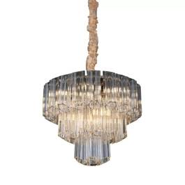 Lustre Pendente Ø48cm Metal e Vidro Dourado