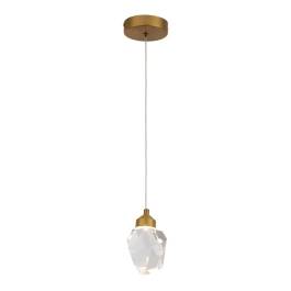 Pendente LED 3000K 5W Bivolt Ø10cm Metal e Cristal Dourado