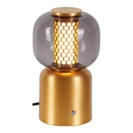Luminária de Mesa LED 3000K 6W Bivolt 23xØ14cm Metal e Vidro Champanhe