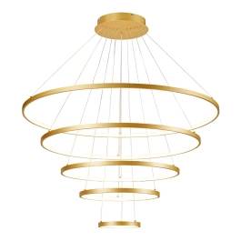 Pendente LED Redondo 3000K/4000K/6000K Multitemperatura 190W Bivolt Ø100cm Alumínio e Silicone Dourado