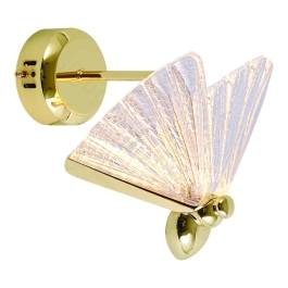 Arandela de Parede LED Borboleta 3000K 6W Bivolt 17x15cm Metal e Acrílico Dourado