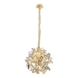 Pendente Ø55cm Metal e Cristal Dourado