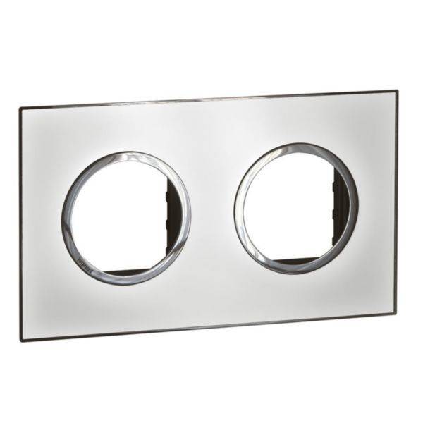 Arteor - Placa 2x2 modulos redondos Mirror White - Instalação à face - Acabamento brilhante - Plástico vidro acrílico