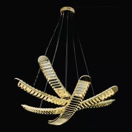Pendente LED 3000K 60W Bivolt 80x80cm Metal e Cristal Dourado
