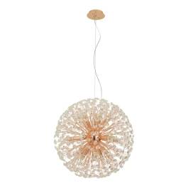 Pendente Redondo Ø60cm Metal e Cristal Rosê