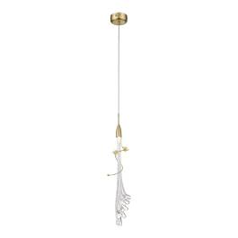Pendente LED 3000K 5W Bivolt Ø11x40cm Metal e Vidro Dourado