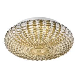 Plafon de Sobrepor LED Redondo 3000K 18W Bivolt Ø35x12cm Metal e Vidro Âmbar