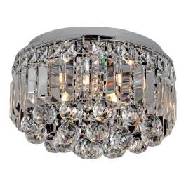 Plafon de Sobrepor Redondo Ø40x20cm Inox e Cristal Cromado e Transparente