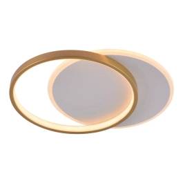 Plafon de Sobrepor LED 3000K 49W Bivolt Ø50cm Metal, Acrílico e Silicone Dourado
