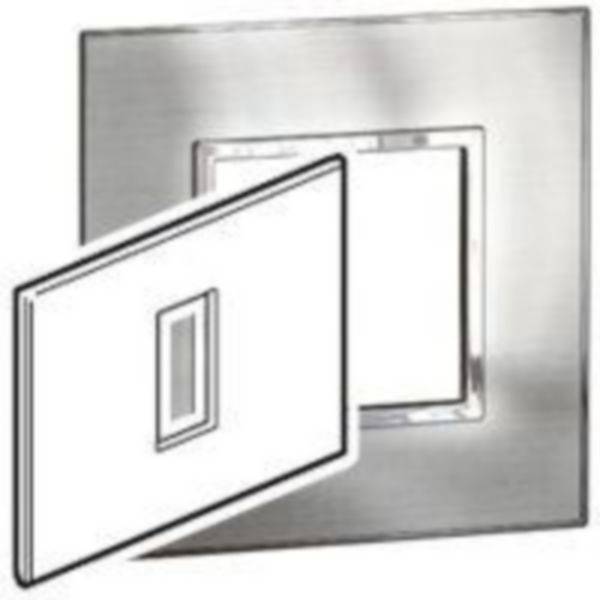 Arteor - Placa 1 posto 4x2inches quadrada - Aço inoxidável escovado - Instalação à face - Fixação rápida