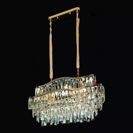 Lustre Pendente 34x76x40cm Metal e Cristal Dourado e Transparente