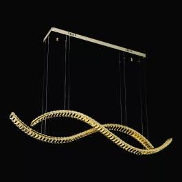Pendente LED 3000K 50W Bivolt 16x120cm Metal e Cristal Dourado e Transparente