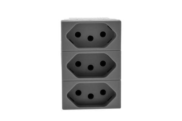 Tomada Triplex 2P+T 10A 250V B.Auto Cinza - Pial Plus+