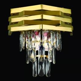 Arandela de Parede 30x27cm Inox e Cristal Dourado e Transparente