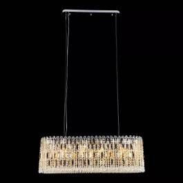 Pendente Retangular 32x99x30cm Metal e Cristal Dourado