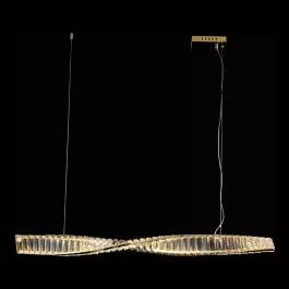 Pendente LED Retangular 3000K 22W Bivolt 8x100cm Metal e Cristal Dourado