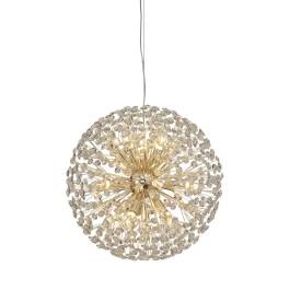Pendente Redondo Ø80cm Metal e Cristal Dourado