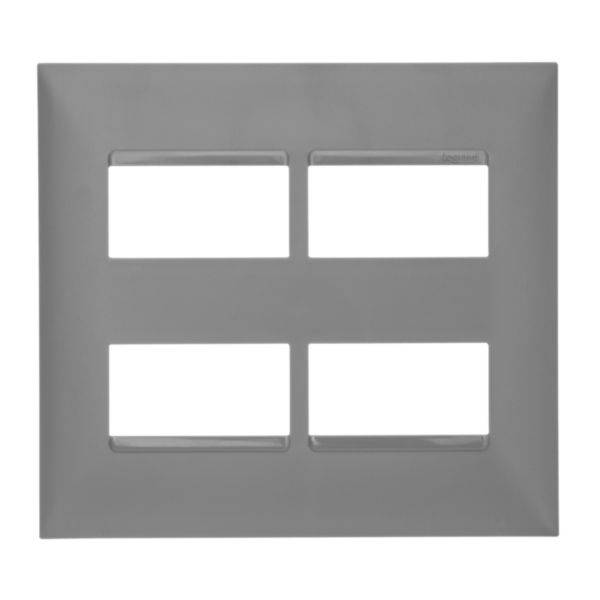 Placa 2+2 Postos Separados 4X4 Cinza - Pial Plus+