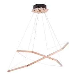 Pendente LED Sextavado Duplo 3000K 43W Bivolt 71x71cm Inox e Silicone Rosê