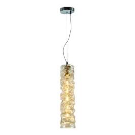 Pendente 50xØ12cm Metal e Vidro Cromado e Âmbar
